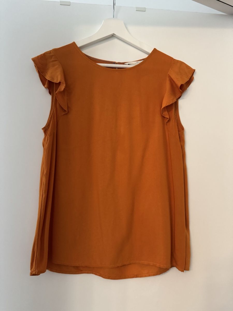 Tom Tailor Camicette: Tom Tailor Bluse in Orange mit Volants, Gr. S – Usato da Frick venduto da Cirilla 1