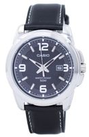 ⌚ Herrenuhr ®CASIO Analog Leder Schwarz 45mm Datum 5 ATM NEU