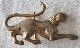Broche vintage panthère, argent 800, plaquée or, signée.