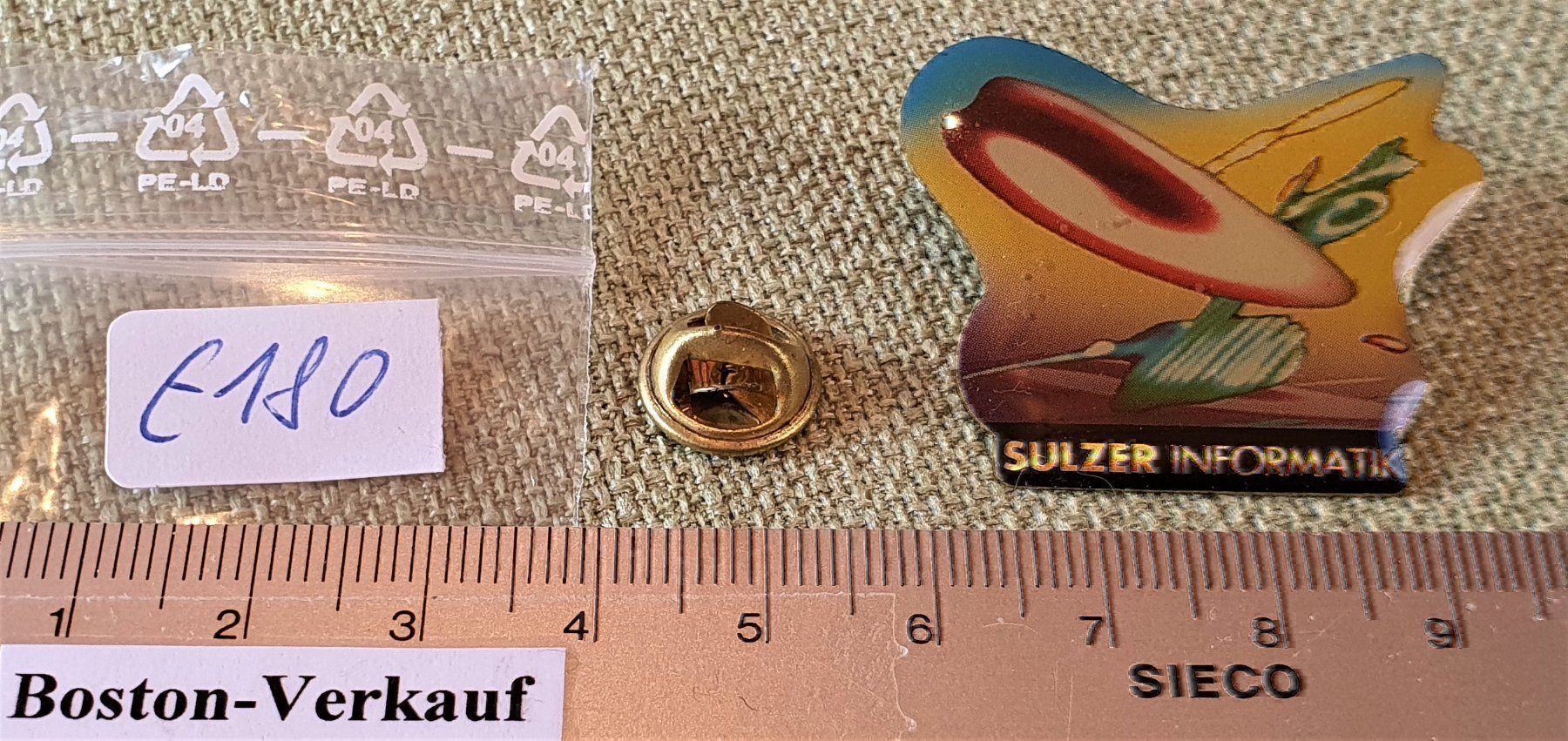 Placchette & Badge: E180 - Pin SULZER Informatik Kunst Pin – Usato da Reinach BL venduto da Boston-Verkauf 2