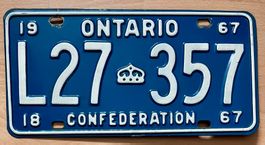 Altes Ontario-Autoschild von 1967, Nummer L27-357