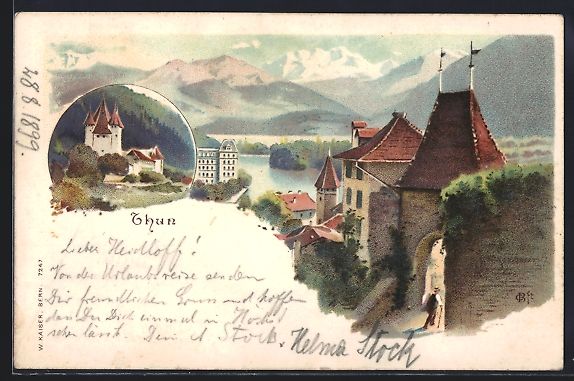 Ansichtskarten: Carl Biese: Thun, Schloss, Tor und Panor – Gebraucht aus Berlin von bartko-reher