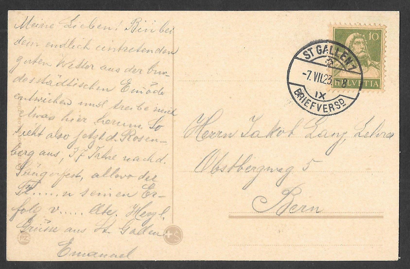 Cartoline postali: St. Gallen Rosenberg – Usato da Olten venduto da clotaldi 1