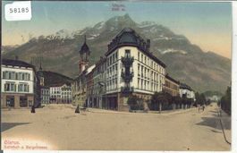 Glarus - Bahnhof- und Burgstrasse - coloriert