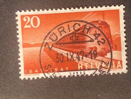 Schweiz 1947 Eisenbahn 20 Vollstempel ZÜRICH 42 30.IX.47