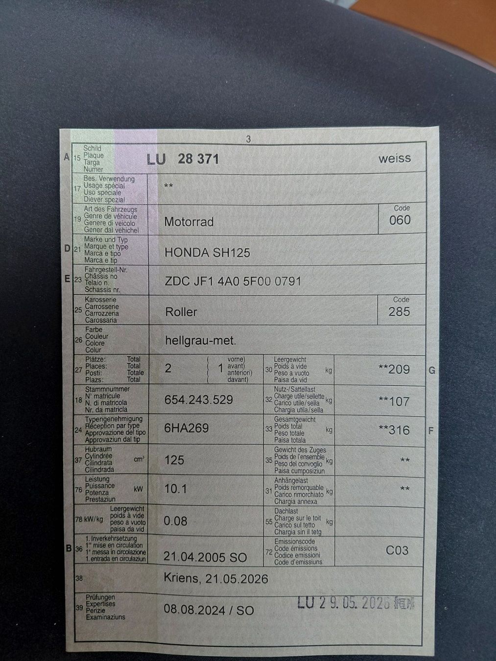 Honda Scooter: Honda SH 125 – Usato da Menznau venduto da thomho63 2