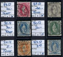 Stehende Helvetia, verschiedene gute Werte gest. SBK 181.-