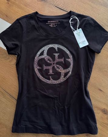 GUESS t-Shirt schwarz (Original) mit Glitzersteinen Gr S Neu