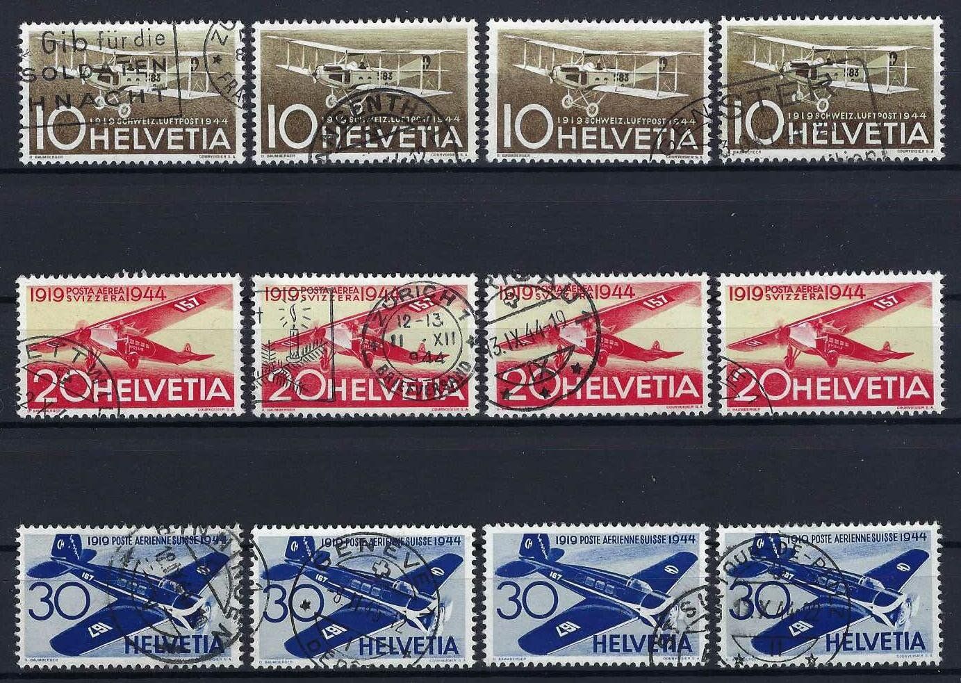 Alle Briefmarken: Flugpost Serie 1944 gest. – Gebraucht aus Hitzkirch von walti1959