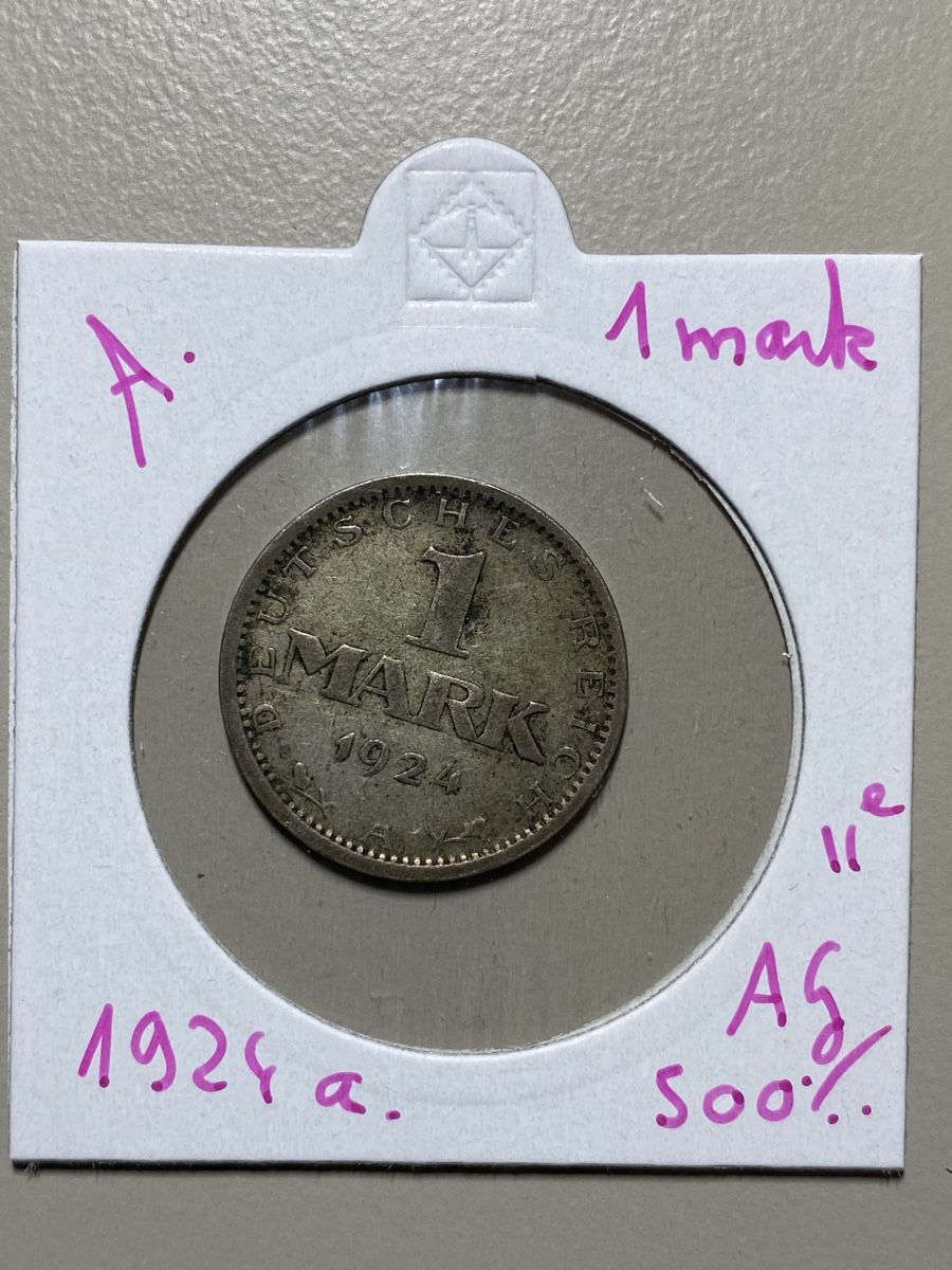 Alle Münzen: Allemagne - 1 Mark - 1924 A - AG  – Gebraucht aus Payerne von Mike1682
