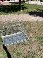 Hundetransportbox Metall klappbar mit Bodenschale grau