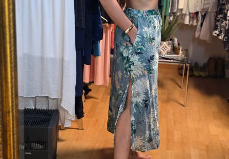 H&M Maxi Rock Blumen Viskose Gr. M