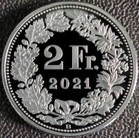 2 Franken 2021 pp / aus Münzsatz / in einer Münzkapsel