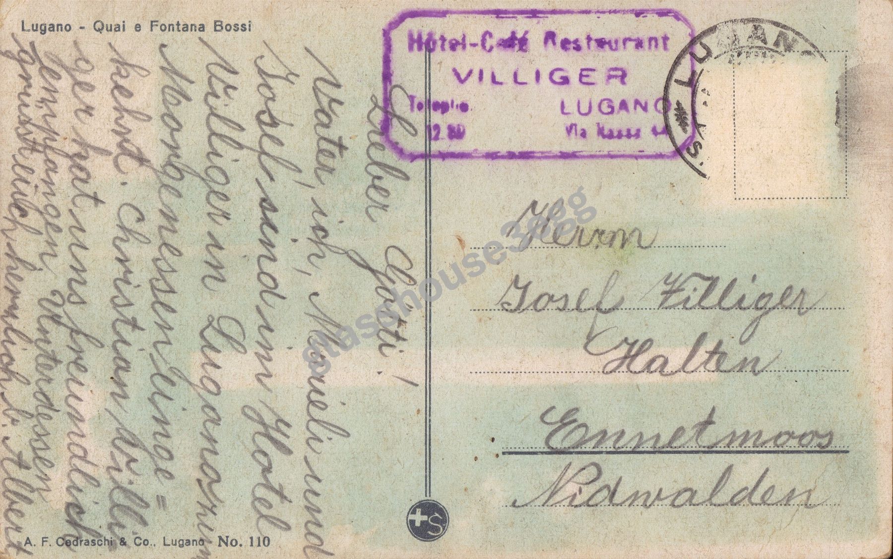 Cartoline postali: AK Lugano - Quai e Fontana Bossi – Usato da Eggersriet venduto da glasshouse3egg 1