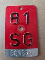 Velonummer SG 81 plaque Velo
