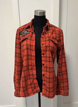 Harley Davidson Flanell-Hemd für Damen orange-schwarz Gr. S