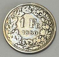 1 Franken - stehende Helvetia - 1880 B (Silber .835)