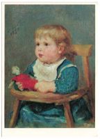 Kunst-AK, Albert Anker, Mädchen im Kinderstühlchen