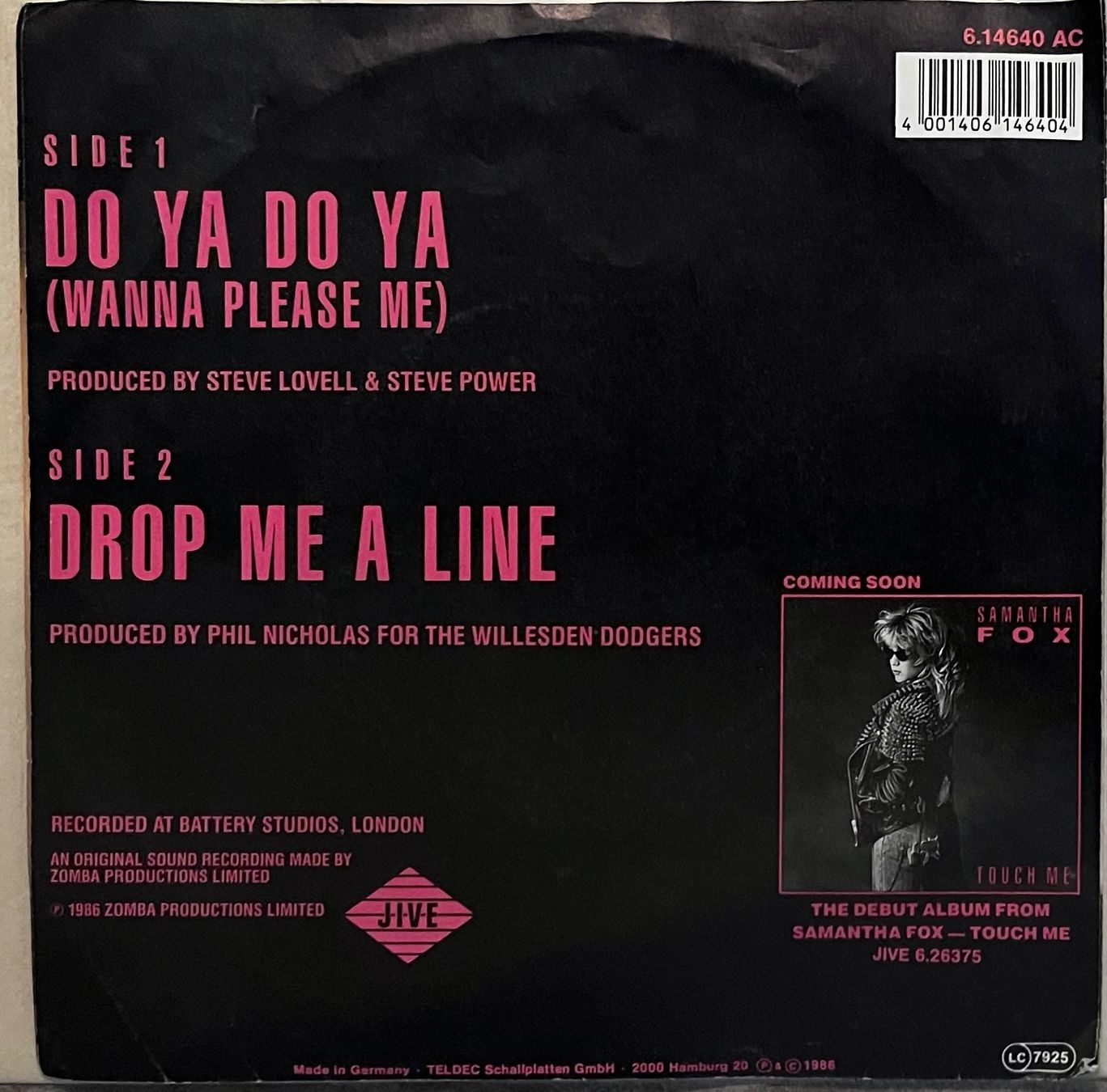 Vinyles: SAMANTHA FOX - DO YA DO YA – D'occasion à Bussigny par vinyl-pas-cher 1