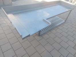 Edelstahl ; Chromstahl Tisch Arbeitsplatte ca. 233 x 70cm