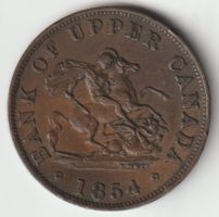 1854 Bank Token Bank Of Upper Canada One Half Penny Antik XF