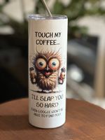 Lustiger Thermobecher Eule mit Strohhalm