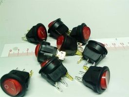 Kippschalter rund, 12V 16A rot