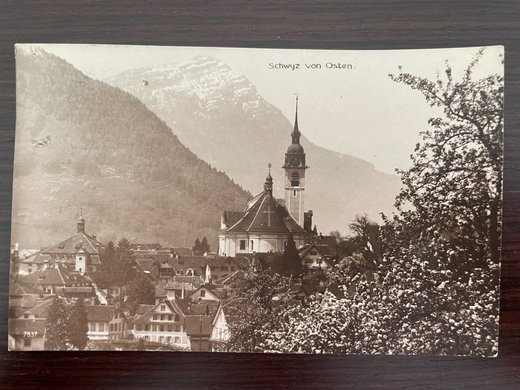 Cartoline postali: SCHWYZ von Osten, Kirche, 1917 – Usato da Wald ZH venduto da TLILEF