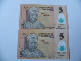Banknoten Nigeria 5 Naira 2018, Unzirkuliert