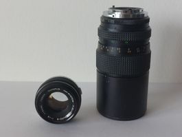 Olympus 50mm f1.8  + 80-200mm f3.5