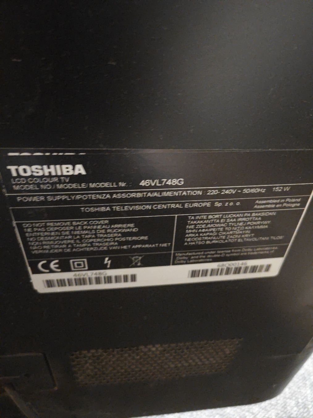 Appareils TV: Toshiba 46VL748G  – D'occasion à Sissach par sasocla 1