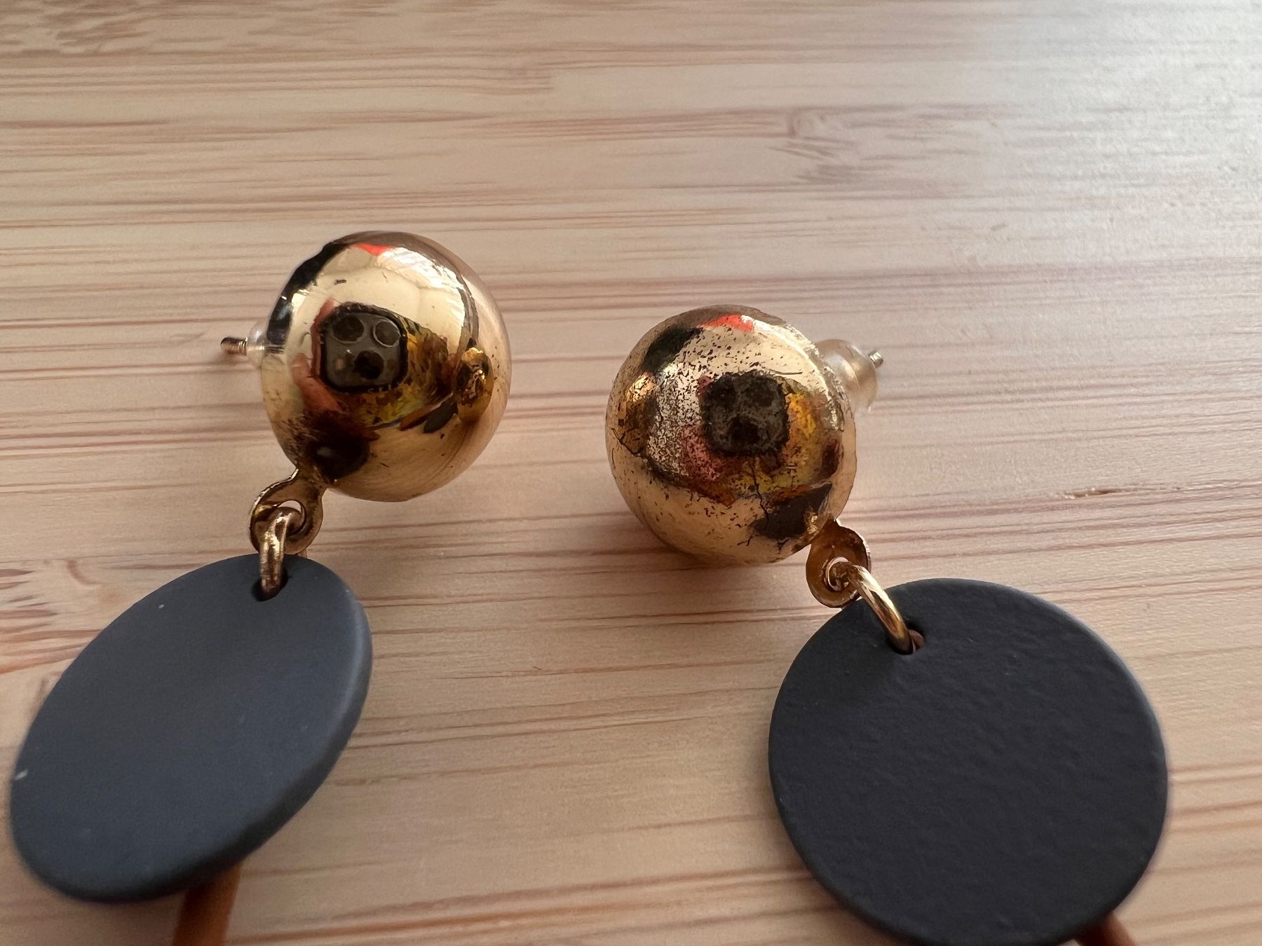 Orecchini pendenti & Orecchini a lobo: Brown & navy round drop earrings – Usato da Genève venduto da Ballpencase 2
