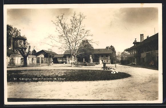 Cartoline postali: AK Céligny, Belle Ferme, La Cour, 1930 – Usato da Berlin venduto da bartko-reher