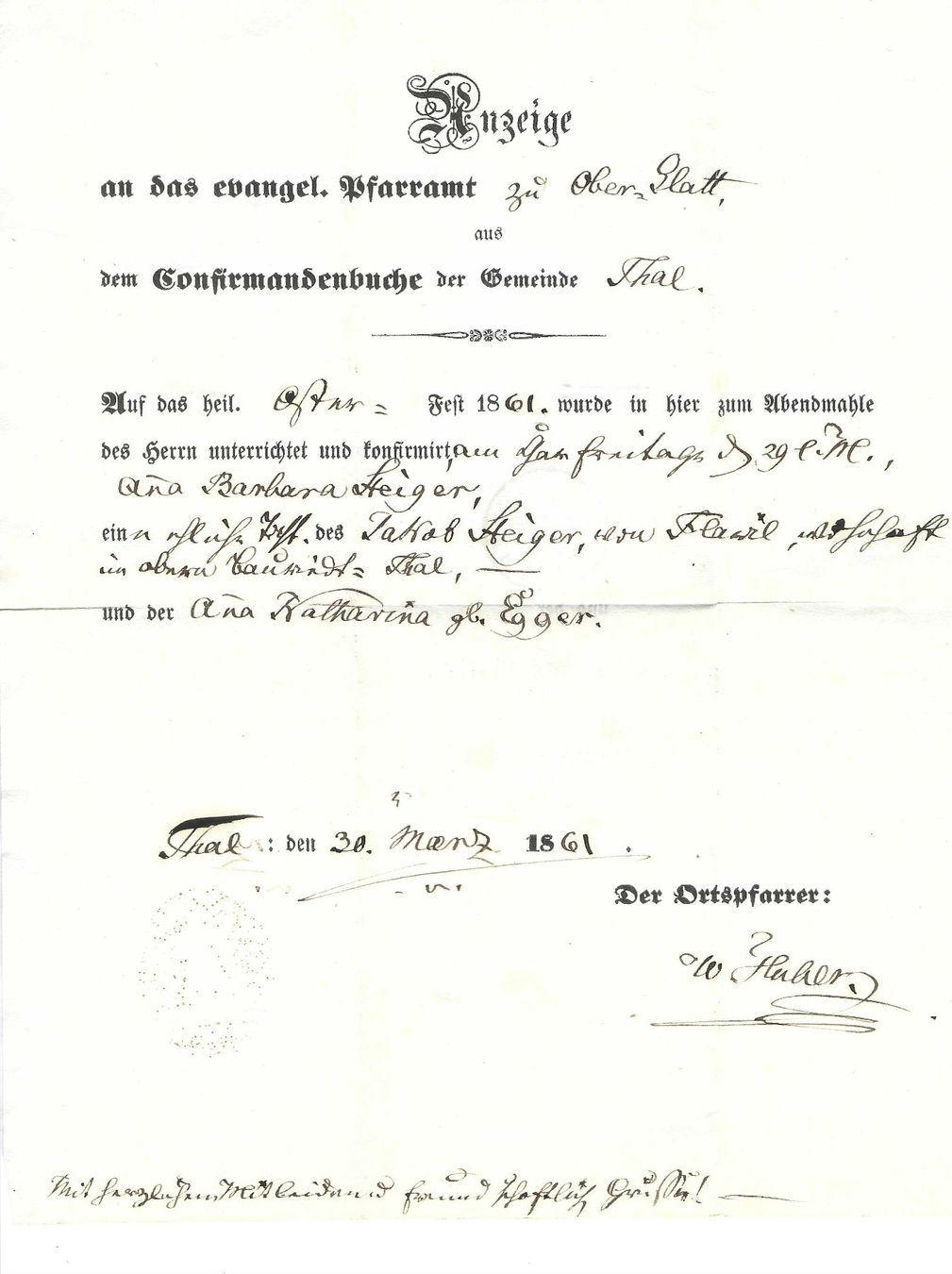 Tutti i francobolli: Faltbrief Thal - Ober-Glatt1861 – Usato da Wildhaus venduto da Brunphil 1