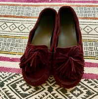 &Other Stories Veloursleder-Slippers in Bordeaux - Must-have