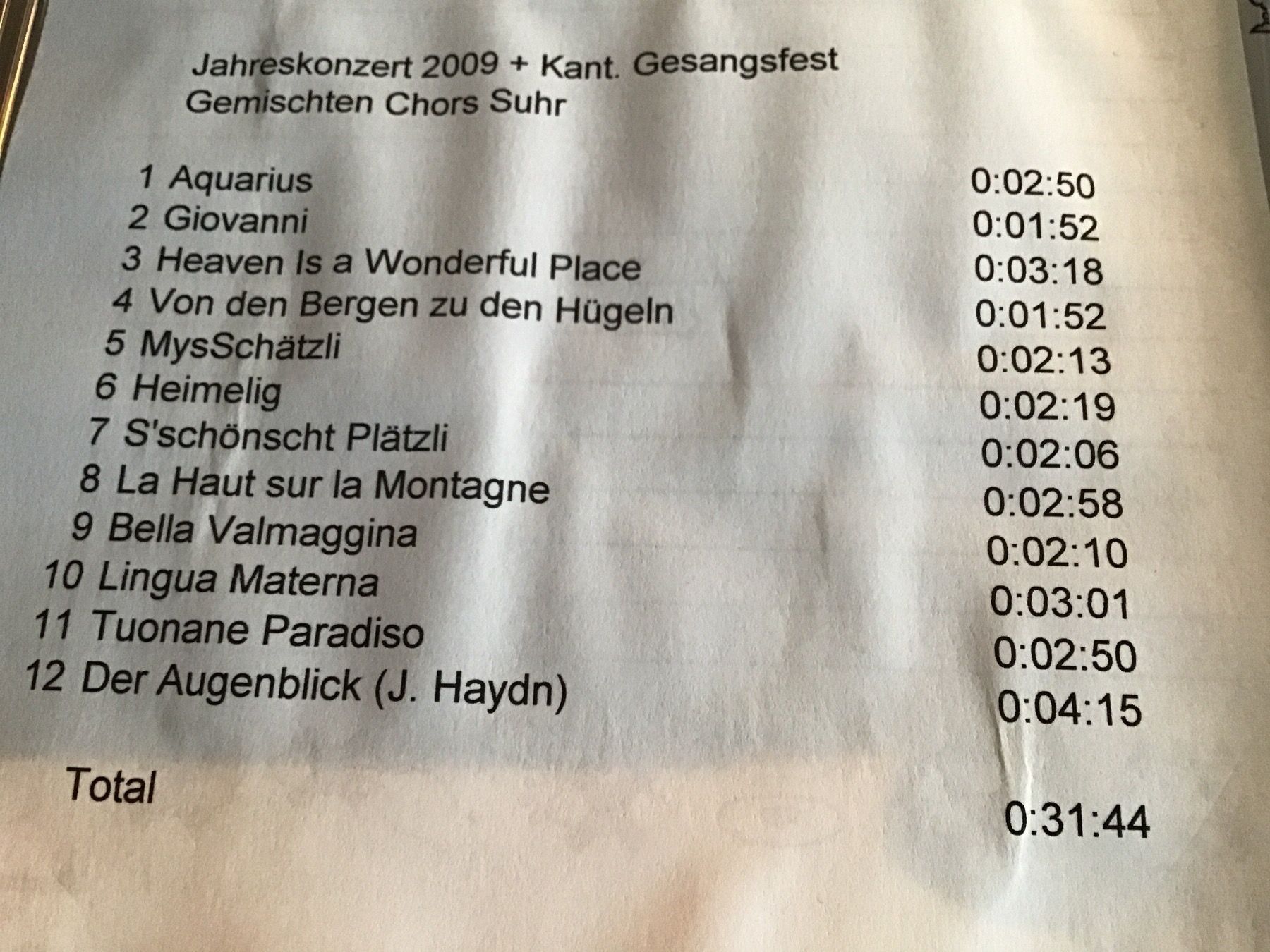CD: Gemischter Chor Suhr   2009 – Usato da Thierachern venduto da sweden08 1