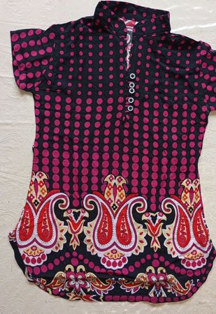 Women tunic black pink polka dot pattern used condition