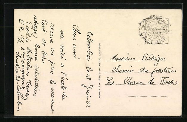 Cartoline postali: AK Colombier, Les Casernes, 1932 – Usato da Berlin venduto da bartko-reher 1