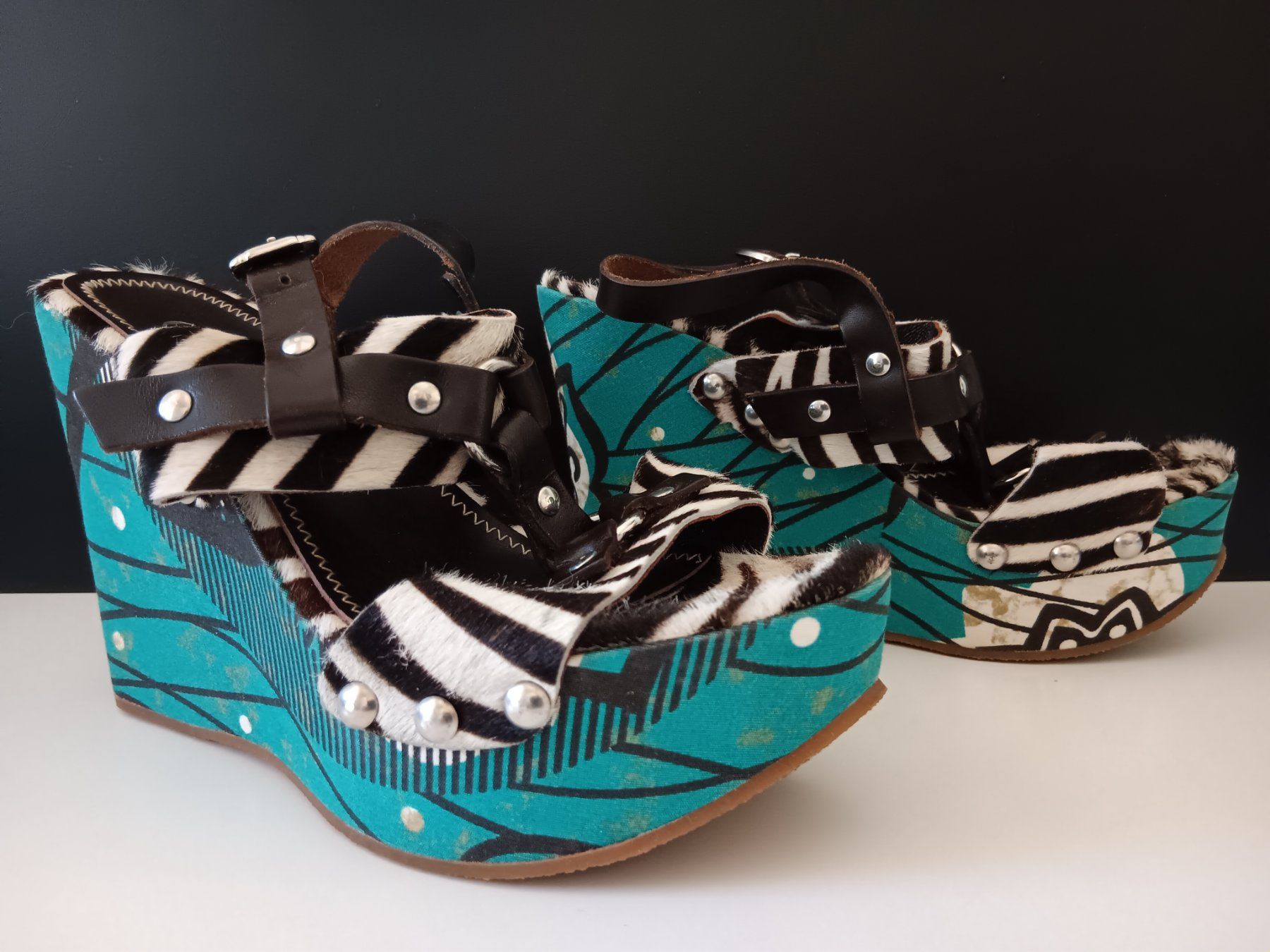 Scarpe da donna: CACHAREL Sandales turquoise-marron pointure 37 – Nuovo (secondo la descrizione) da Cossonay-Ville venduto da Les_1001_perles 1