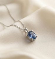 Eleganter Silber 925 Aquamarin Anhänger (rhodiniert) - Neu