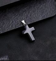 1 collier et 1 pendentif croix en obsidienne, NEUFS