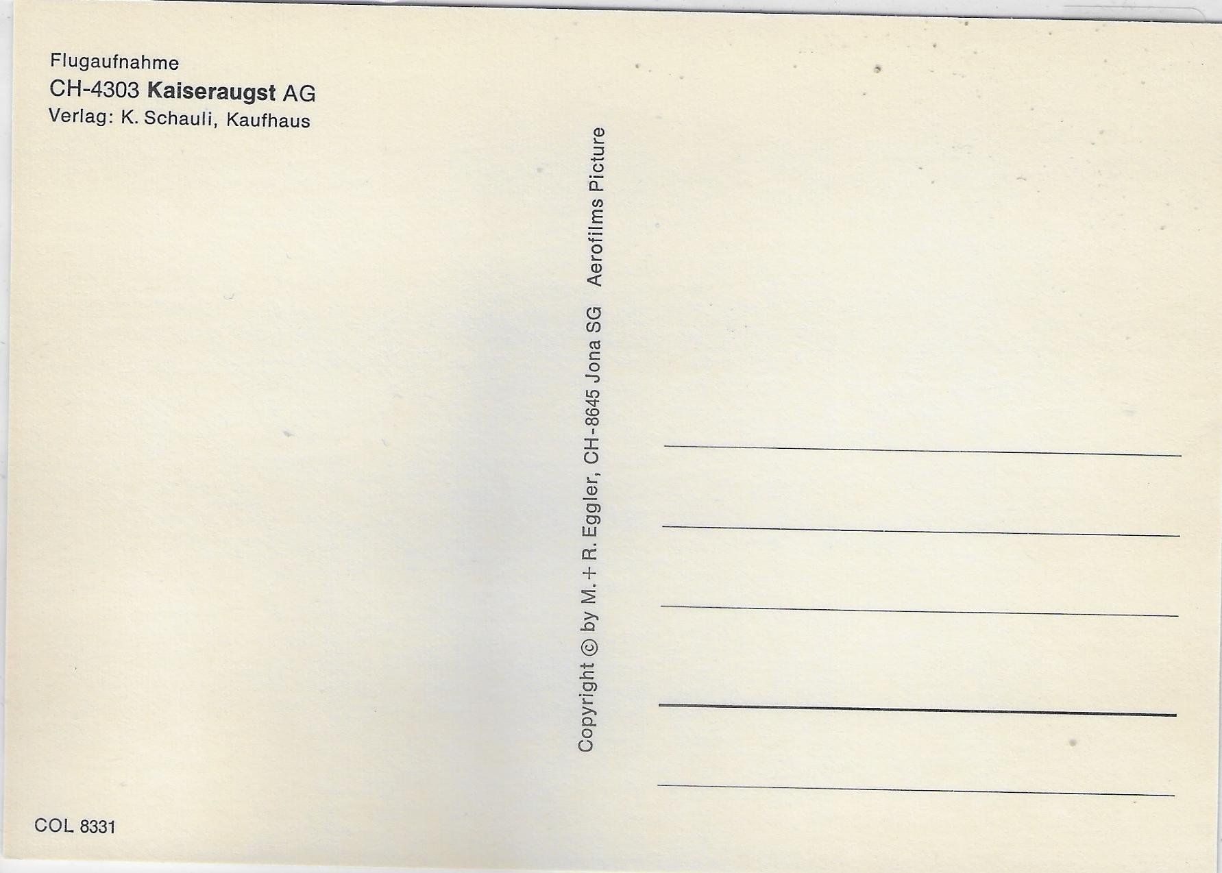 Cartoline postali: Flugaufnahme Kaiseraugst AG – Usato da Ettingen venduto da Kartenplanet 1