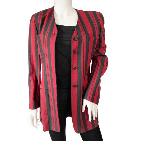 Blazer 36-40 oversize AKRIS rot-schwarz Streifen VINTAGE 80s