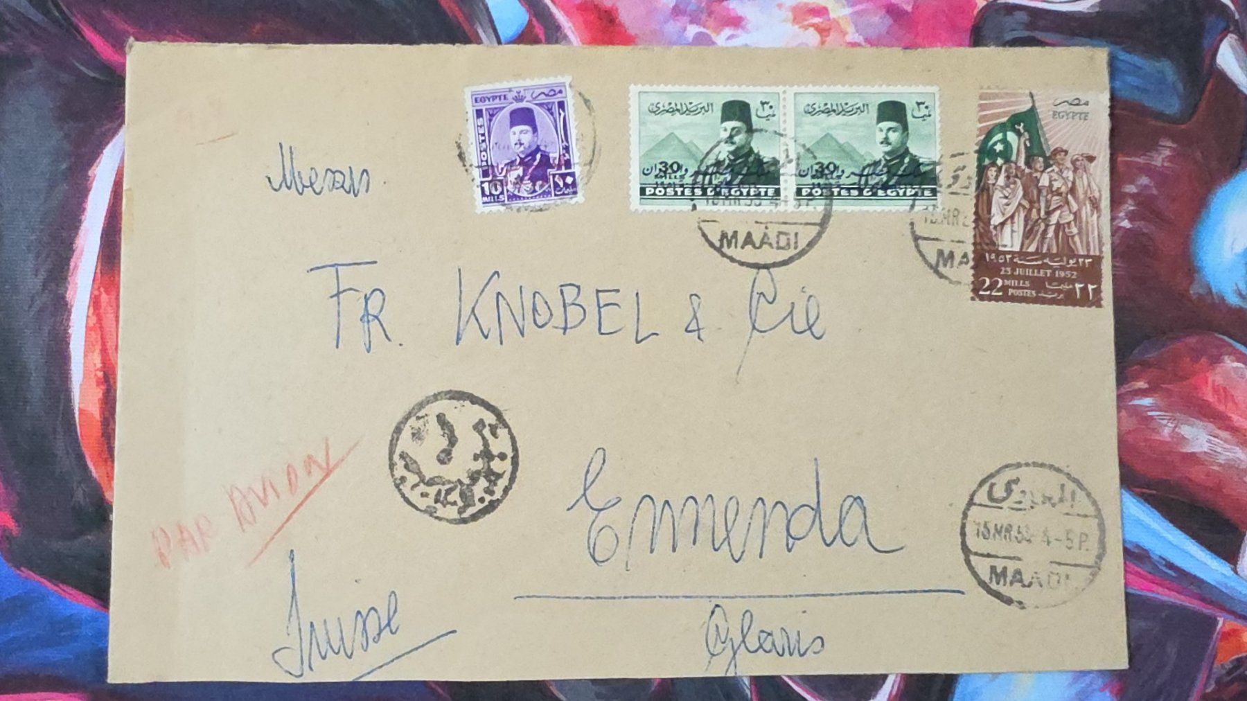 Tutti i francobolli: CL32 Enveloppe + Timbre Egypte 1953 – Usato da Cousset venduto da Patrick_Collections