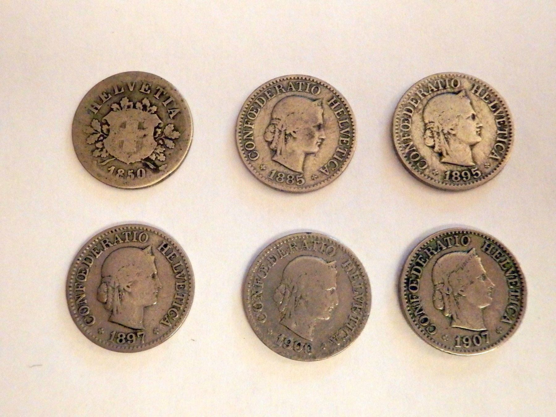 Tutti le monete: Lot 10Rp. 1850 - 1907, diverse, s - ss – Usato da Ueberstorf venduto da dinbau