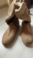 Winterstiefel Wildleder Beige mit Strass, Grösse 41, Top!