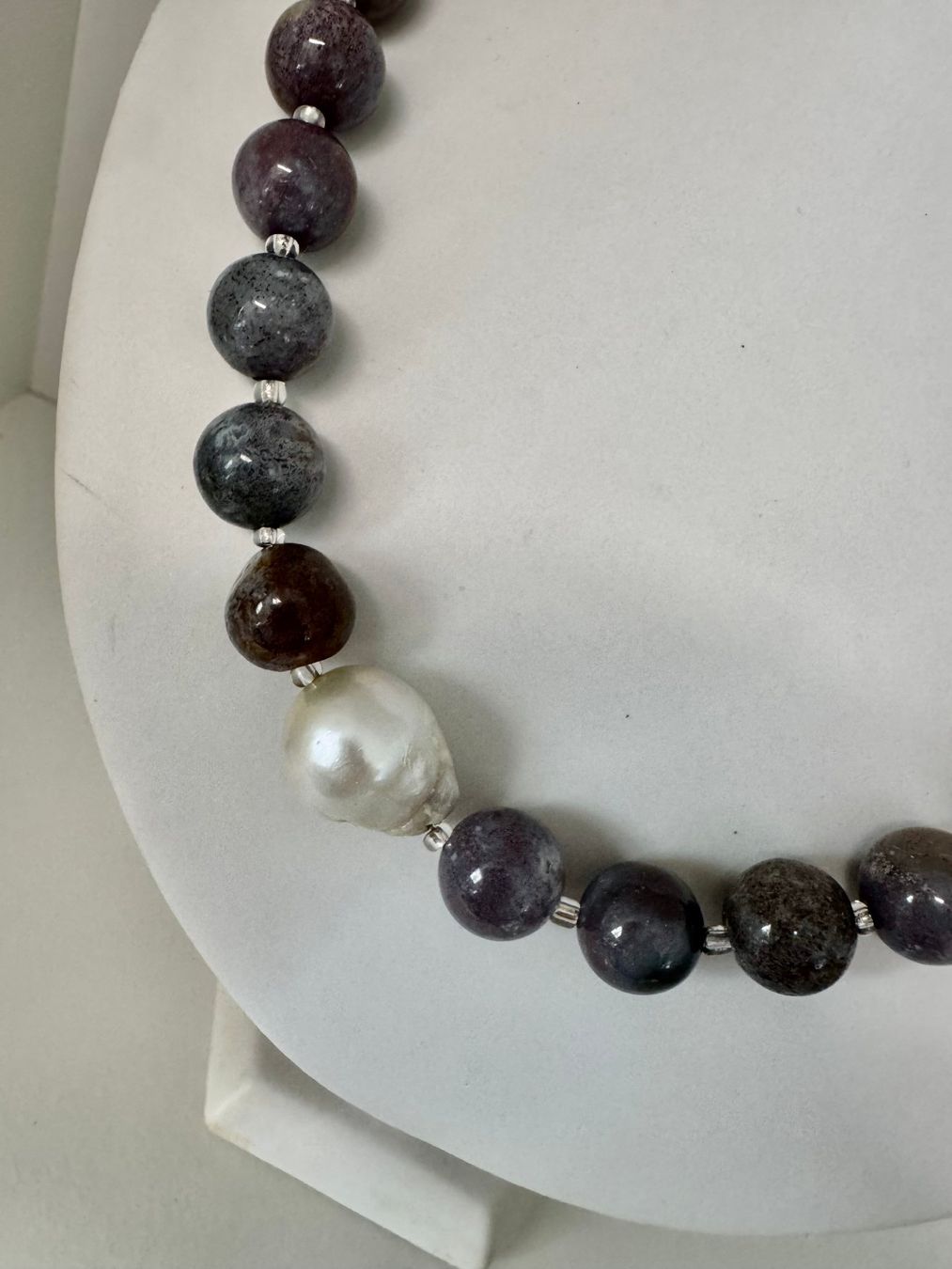 Ketten: Halskette Achat, Süsswasserperle-Barock. – Neu (gemäss Beschreibung) aus Biberist von tl-schmuck 2