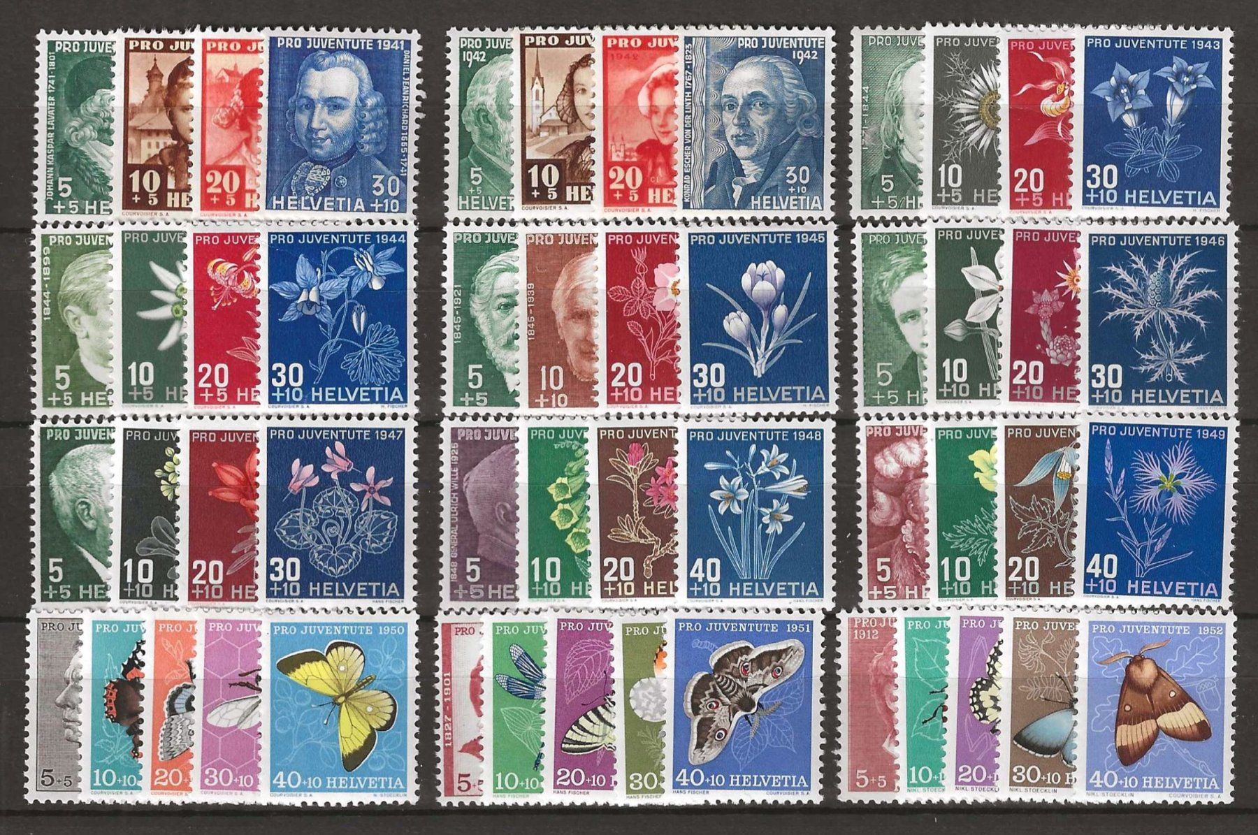 Alle Briefmarken: Lot postfrische Pro Juventute 1941 - 1952 ** – Neu (gemäss Beschreibung) aus Gümligen von Geniusbuy