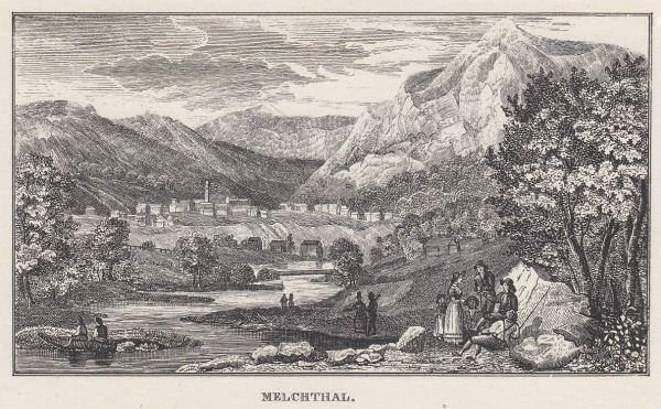 Grafiken & Lithographien: MELCHTAL, LITHOGRAPHIE 1837 – Antik aus Grüningen von Kartensammler 1