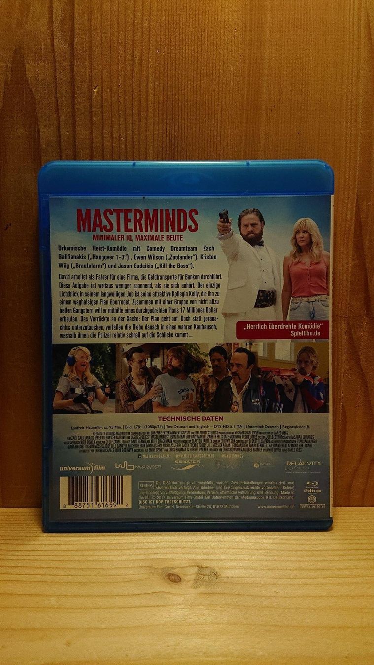 Tutti i DVDs: MASTERMINDS Minimaler IQ, Maximale Beute Blu-Ray – Usato da Wilderswil venduto da Exebub 1